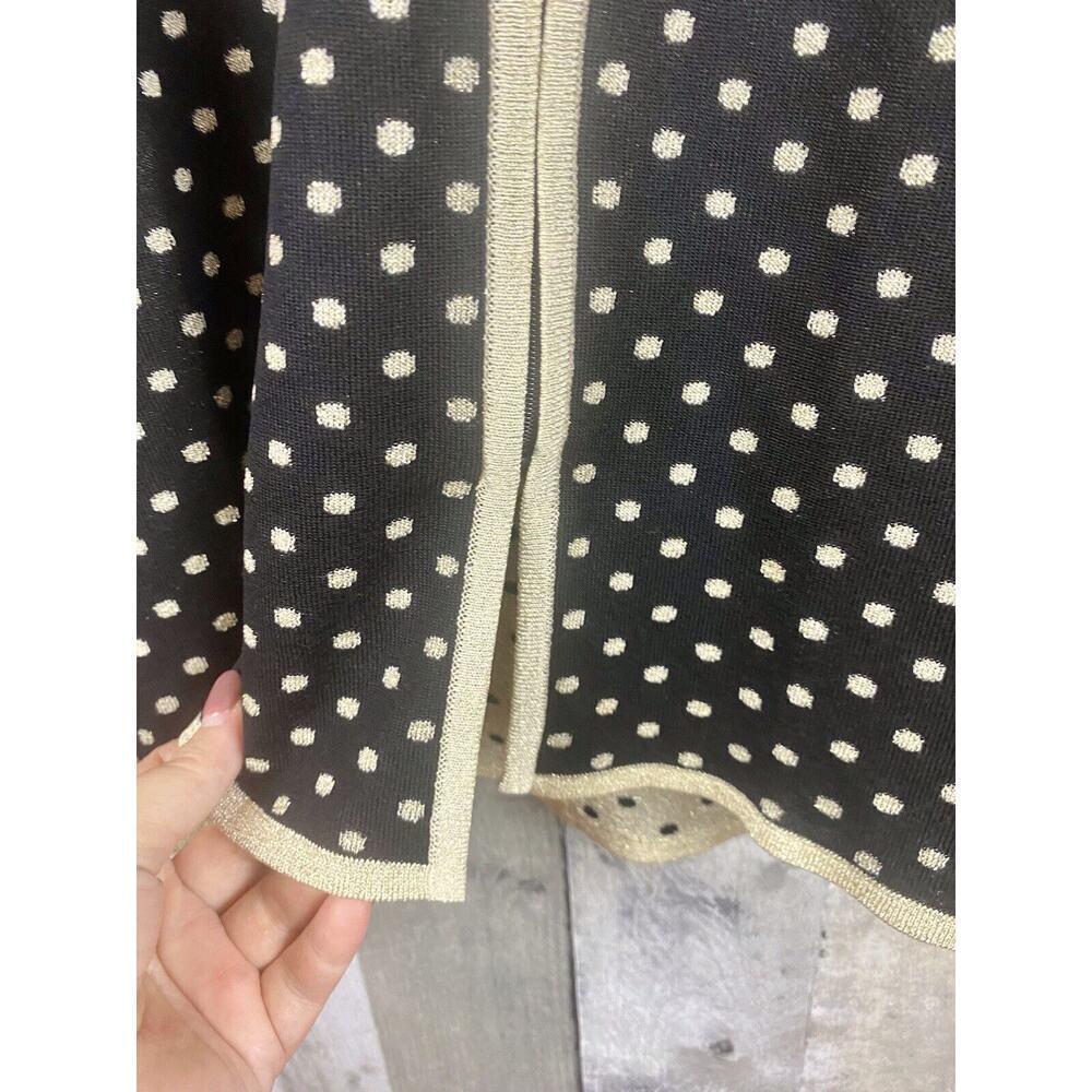 Misook Black & Metallic Gold Polka Dot Full Zip Jacket Size Large. - Picture 6 of 11